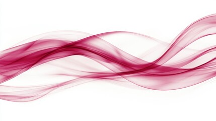 elegant abstract red wave on white background, smooth flowing fluid lines of transparent smoke or silk ribbons in motion isolated on white background, perfect for modern design, romance theme