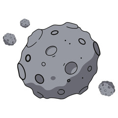 asteroid space object meteor flat color vector illustration template design