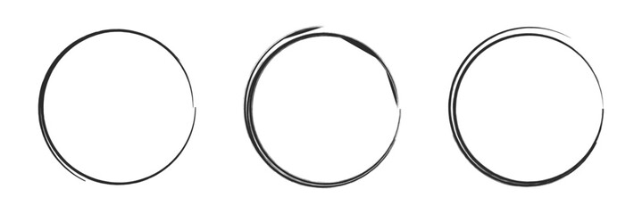 Black circle pen draw. Highlight hand drawn black circle isolated on white background. Handwritten black circle. For marker pen, pencil.