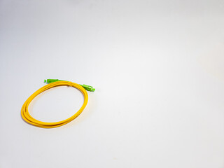 Fiber optic patch cord cable. Isolated white background