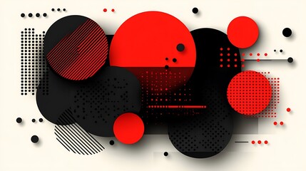 Obraz premium Abstract Circles, Red and Black Design