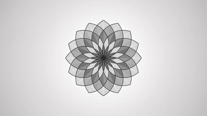 Fototapeta premium Minimalist geometric flower, symmetrical petals, abstract art, monochrome colors