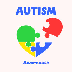 Autism Heart Social Media Template. Autism Awareness in Color Social Media Template. World Autism Awareness Day Social Media Template.