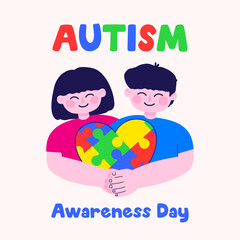 Autism Heart Social Media Template. Autism Awareness in Color Social Media Template. World Autism Awareness Day Social Media Template.