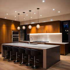 Modern Kitchen Illumination: A Perfect Balance of Task and Ambient Lighting for Cooking and Entertaining