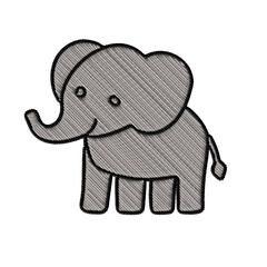 Realistic embroidered gray elephant patch clipart. High resolution PNG with transparent background, perfect for crafts, textile design, and sublimation projects