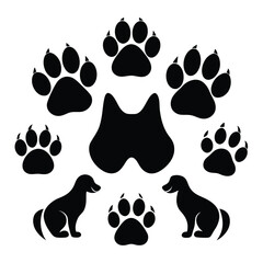 set of black silhouettes of animals