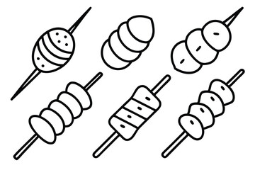 kebabs line art hand drawn barbecue meat grill