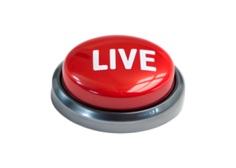 Live streaming button isolated on transparent background
