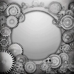 creative beautiful abstract border frame of gears and bolts with copy space background, graphic resource