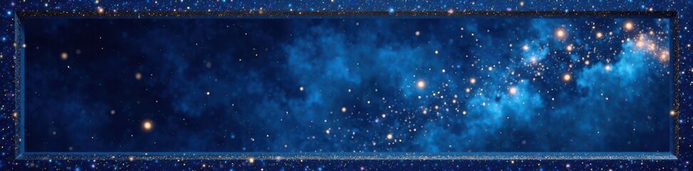 Obraz premium Sparkling glitter effect on a dark blue frame with a starry night background and constellation patterns, constellation pattern, starry night