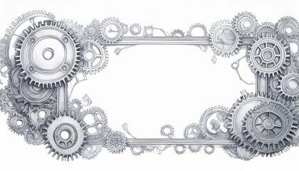 creative beautiful abstract border frame of gears and bolts with copy space background, graphic resource
