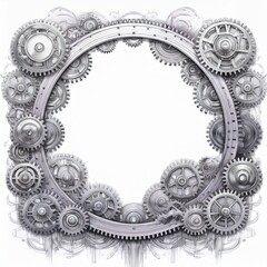 creative beautiful abstract border frame of gears and bolts with copy space background, graphic resource