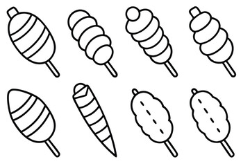 kebabs line art traditional street food style design