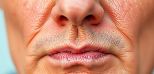 Obraz premium Close-up of acne-prone, wrinkled Caucasian skin , healthy skin, blemish