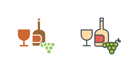 Wine Glass and Grapes Icon Design