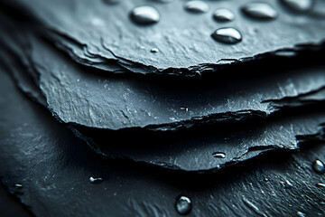 Dark Slate Tile Surface With Water Droplets