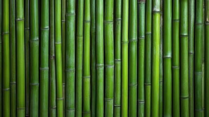 Fototapeta premium Green bamboo stalks create a natural backdrop in this serene outdoor setting during daylight hours