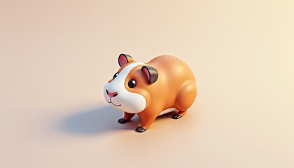 Cute cartoon guinea pig standing on soft pastel background