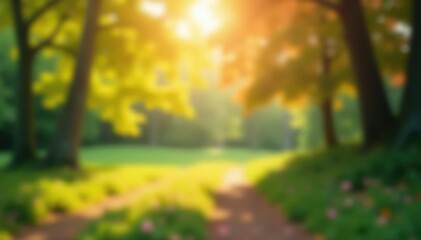 Obraz premium Abstract blurred nature scene, soft focus, bokeh effect, landscape, relaxing