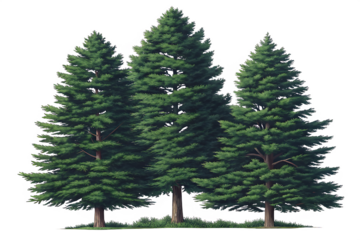 set of pinus sylvestris scotch pine spruce big tal isolated on white background PNG.,AI GENERATED