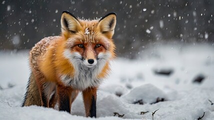 Obraz premium cute fox in the snow