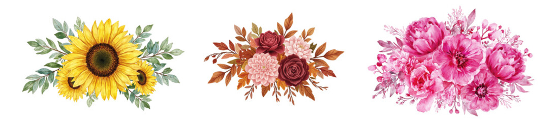 A Beautiful Arrangement of Colorful Flowers Displaying Sunflowers, Pink Roses, and Bouquets on a Black Background Enhancing Their Vibrant Beauty