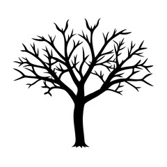 Obraz premium tree with leaves, Leafless Tree Silhouette Vector Illustration for Winter and Nature Designs