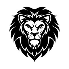 Obraz premium Roaring Lion Head Vector – Fierce Black Silhouette Logo PNG