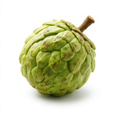 Fototapeta premium A fresh, ripe custard apple isolated on a clean white background