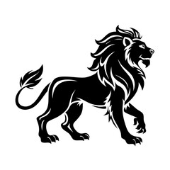 Obraz premium Lion Silhouette Vector – Majestic Black Tribal Animal Design