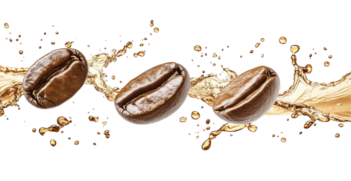 Explosion splash of ground coffee on a transparent background