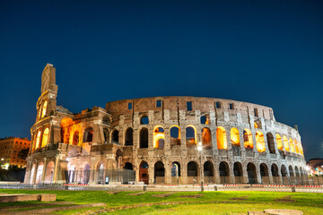 Colosseum at night in Rome, Italy
