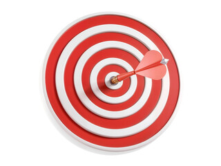 3D red dart hitting center of target, symbolizing precision, focus and success. Generative AI
