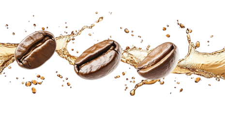 Explosion splash of ground coffee on a transparent background