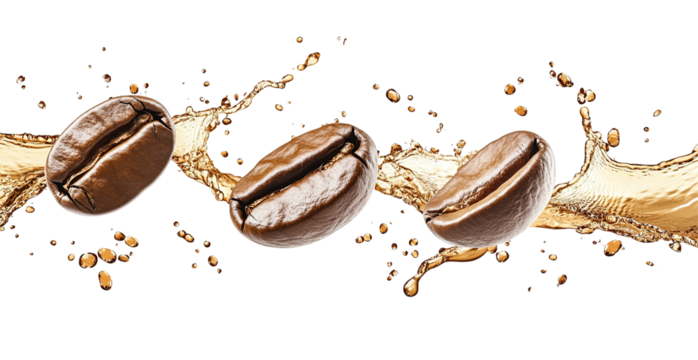 Explosion splash of ground coffee on a transparent background