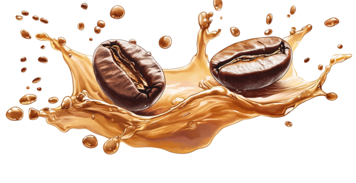 Explosion splash of ground coffee on a transparent background