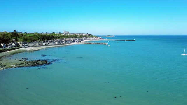Aerial view on the beautiful Cancale in France.