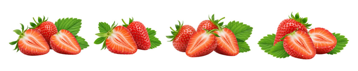 Juicy ripe strawberries glistening against a black background showcasing their vibrant red color and fresh green leaves perfect for recipes and culinary use AI Generative