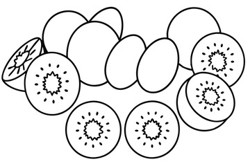 kiwi berry line art simple yet detailed fruit sketch