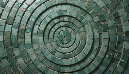 Fototapeta premium Symmetrical spiral mosaic design indoor space abstract art modern architecture aerial view visual harmony
