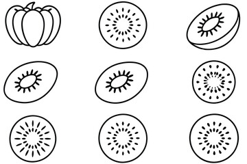 kiwifruit line art abstract drawing for modern decoration