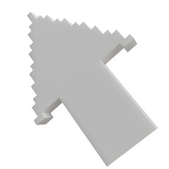 Simple, 3D rendered, gray arrow graphic