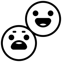 Emojis. Outlined stroke vector icon with black-filled details.