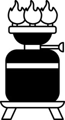 black and white icon of camping stove