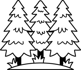 Obraz premium black and white single icon of a pine forest