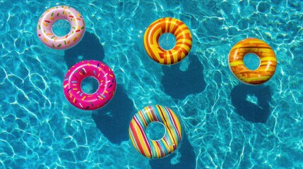 Floating inflatables at pool party holiday, ocean, travel, clear, pattern, sun, swim, nature, aqua, toy