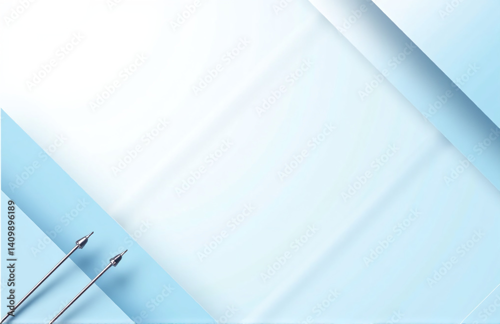 Poster a minimalist template featuring a light blue and white gradient with geometric shapes and diagonal l