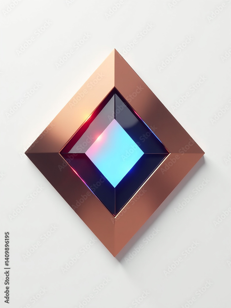 Poster a minimalist design featuring a geometric shape, color gradient, and metallic effect with a touch of
