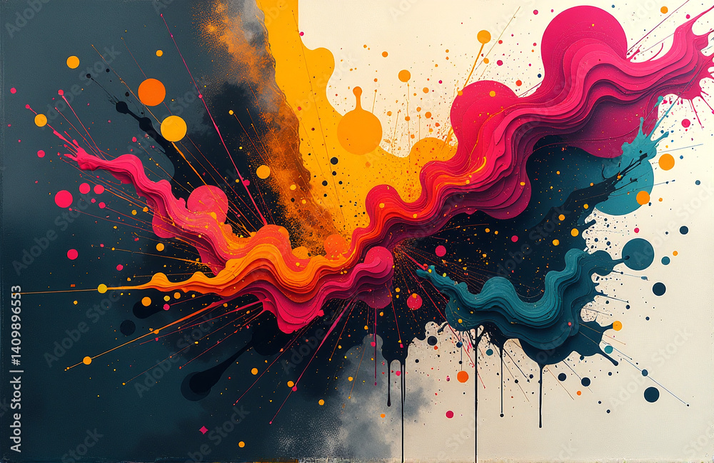 Poster A Mix Of Textures And Shapes Creates A Dynamic Visual Effect With Bold, Contrasting Elements Like Noise And Light.